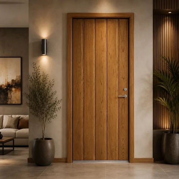 درب طرح چوب مدل شیار عمودی